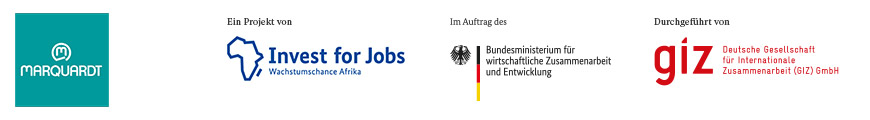 Logobanner Marquardt, Invest for Jobs, BMZ und GIZ